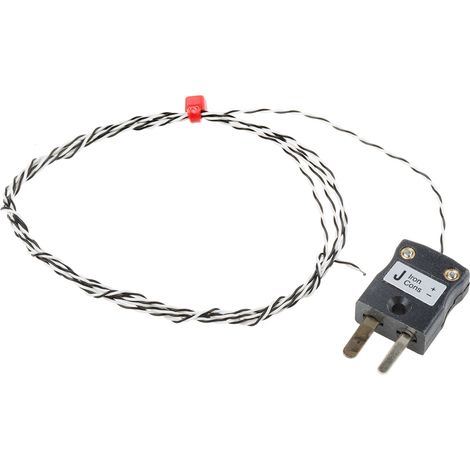 Thermocouple type J, L 1m, +250°C max à Fiche mâle miniature ( Prix pour 1 )