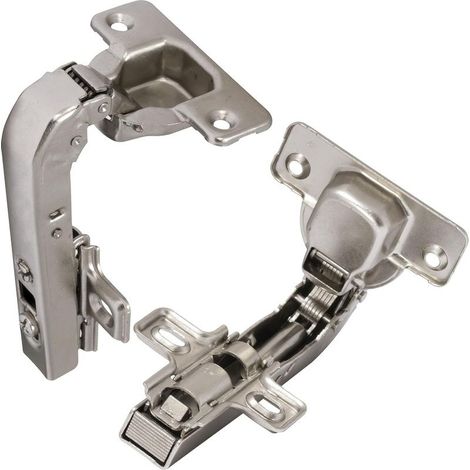 2 charnières Invisibles 90° clipsable - pour porte de meuble d'angle à une seule porte - avec amortisseur et clip - ouverture de montage 35mm-INHHUB (1/5)