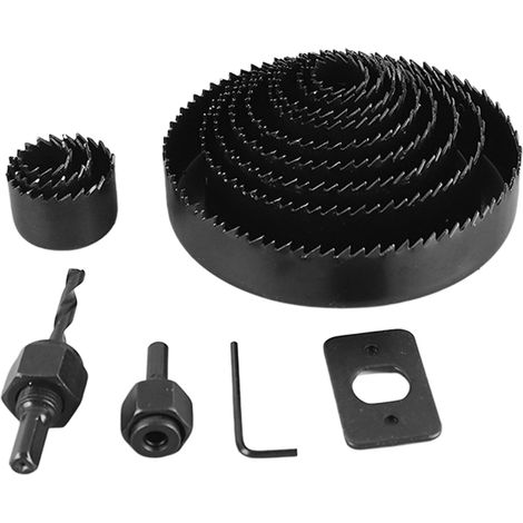 Ensemble de 16 Fraises à Trous pour Perceuse, Kit de Scies Cloche en Acier Carbone pour Menuiserie avec Boîtier de Rangement (1/5)