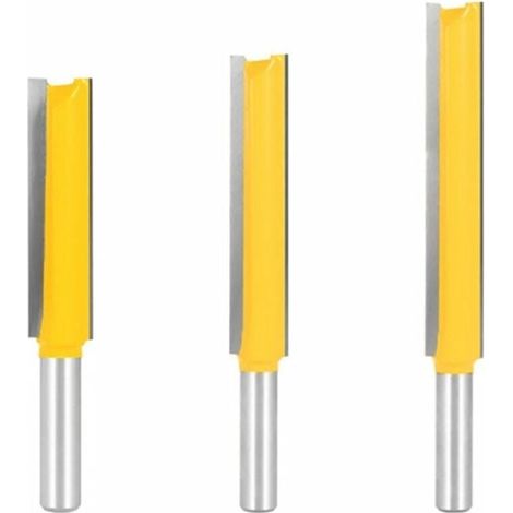 3Pcs 8mm Queue Fraises de Fraisage extra longues, Fraise Bois Fraise Extra-longue Fraise droite bout 8mm x 1/2quot x 50mm, 8mmx 1/2quot x 63mm, 8mmx 1/2quot x 76mm (1/4)