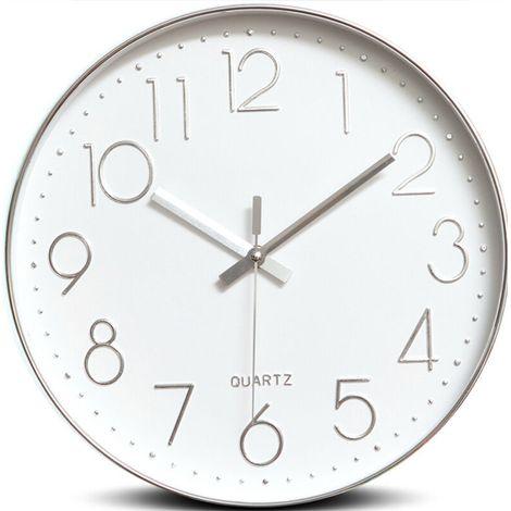 royaluxe - Horloge 12 pouces horloge murale ronde horloge à quartz , argent électrolytique , 30430cm, (1/5)