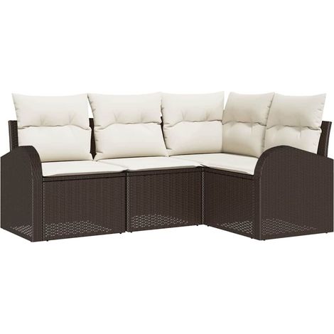 Garden Sofa Set Brown Poly Rattan vidaXL