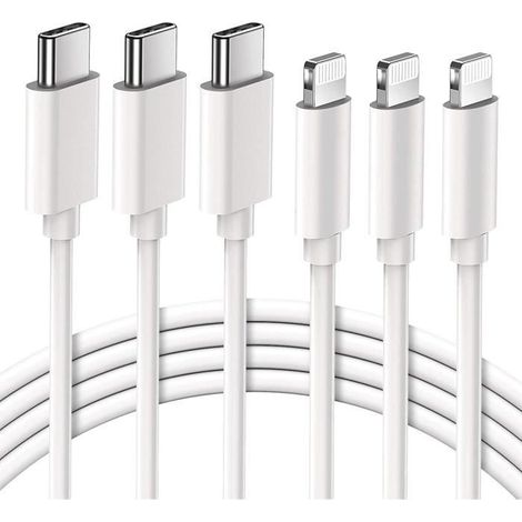 Câble USB C vers Lightning Lot de 3 - Charge rapide MFi - Longueur 2M - Compatible iPhone 12/13 (1/4)