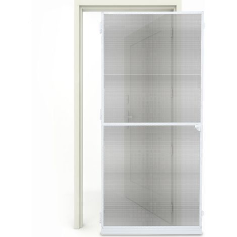 Hengda 120x210CM Zanzariera Zanzariera da porta in alluminio con telaio zanzariera con garza protezione UV impermeabile Bianco (1/5)
