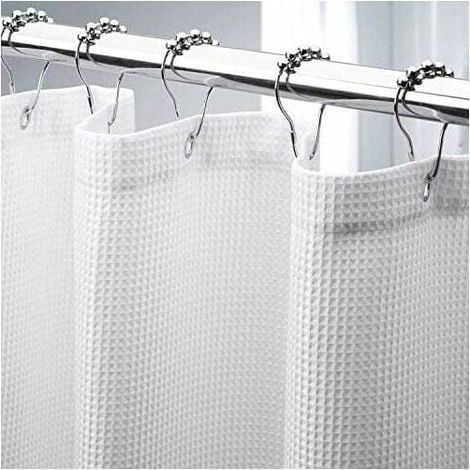 Rideau de douche gaufré de 180 x 210 cm de long, rideau de douche en tissu résistant avec tissage gaufré, rideaux de douche de salle de bain de qualité hôtelière- (1/4)