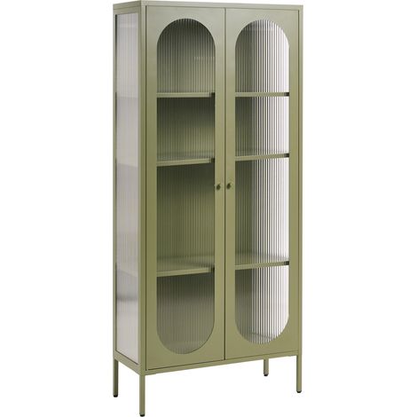 Vitrina de metal 181 cm vidrio expositor 2 puertas oficina verde Foxton (1/5)