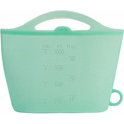 Sacs zippés en silicone réutilisables 1000 ml, pour aliments ou ustensiles, congélation, vert – DELKEVIC