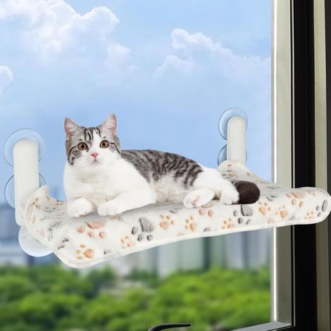 Hamac Chat Fenetre Pliable Lit pour Chat avec des 4 Ventouses Solide, 52 x 30 CM, Supporter Stables Tapis Jusqu'à 25 kg, pour Fenêtres en Verre et Murs Intérieurs (1/5)