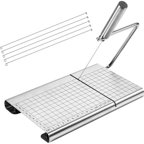 Coupe-Fromage avec 5 Fils de Rechange, en Acier Inoxydable Planche à Découper le Fromage avec Échelle de Précision et Patins Antidérapants pour Couper le Fromage en Bloc et Beurre (1/5)