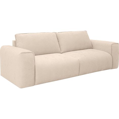 Divano letto 4 posti express in tessuto beige Letto 160 cm Materasso 13 cm - POGLO
