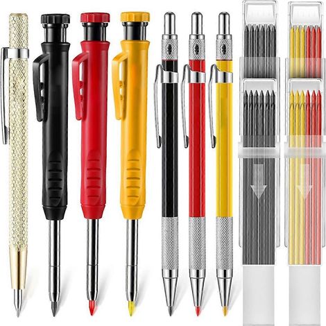 Set aus mechanischen Zimmermannsbleistiften mit Minen und Anreißwerkzeug