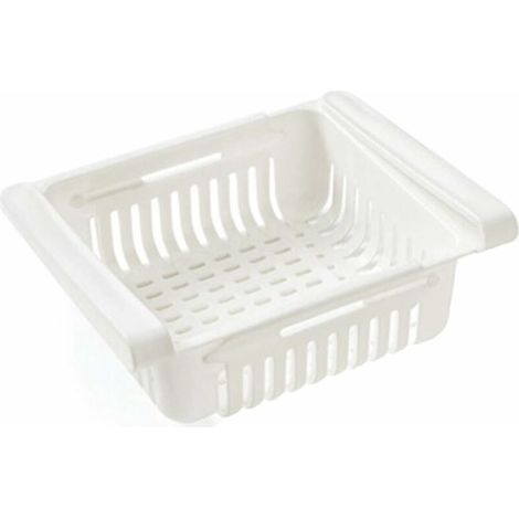 Accessoire de rangement pour cuisine  Réfrigérateur Tiroir Organisateur Tiroir Réfrigérateur Porte-Étagère Boîte De Rangement Réfrigérateur Cloison Couche Accueil Organisateur (1 Pièce, Blanc)