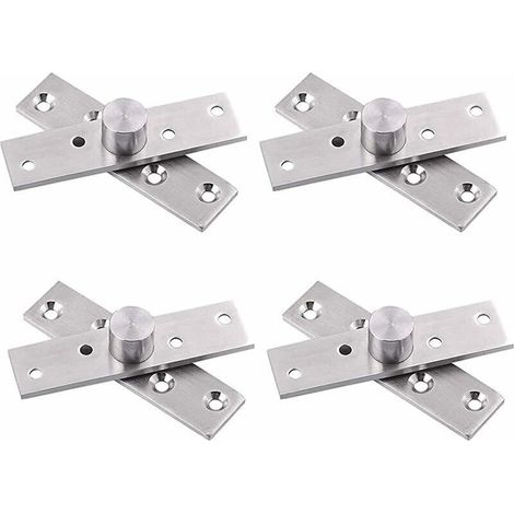 4-Piece 360-Degree Concealed Rotating Pivot Door Hinges, Thickened Stainless Steel Top and Bottom Wooden Door Hinges for Cabinets, Windows, and Doors