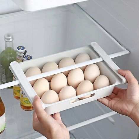 Boîte de rangement pour réfrigérateur à 12 compartiments, bacs à œufs, boîte de rangement pour produits frais, étagère de rangement en plastique pour la cuisine (1/2)
