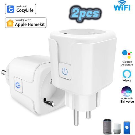 Prise intelligente avec ampèremètre, prise WiFi 16A, prise intelligente compatible Cozylife+Homekit avec commande vocale, télécommande APP, minuterie/2 pièce (1/5)