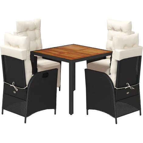 Set de muebles jardín 5 pzas con cojines ratán sintético negro vidaXL (1/5)