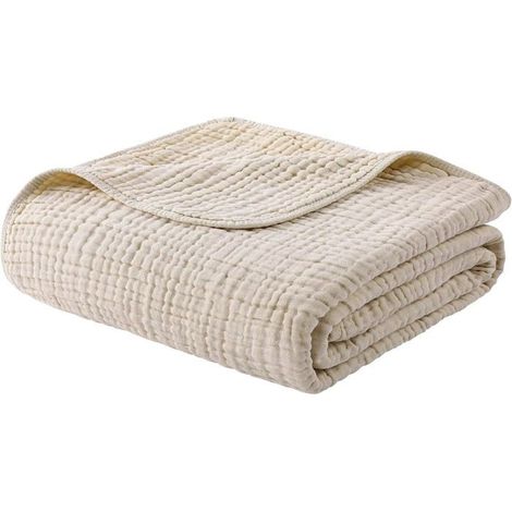 Couverture en mousseline 100 % coton, jeté d'été, grande taille (127 x 152 cm), idéale pour le lit et le canapé. Couverture en (1/4)