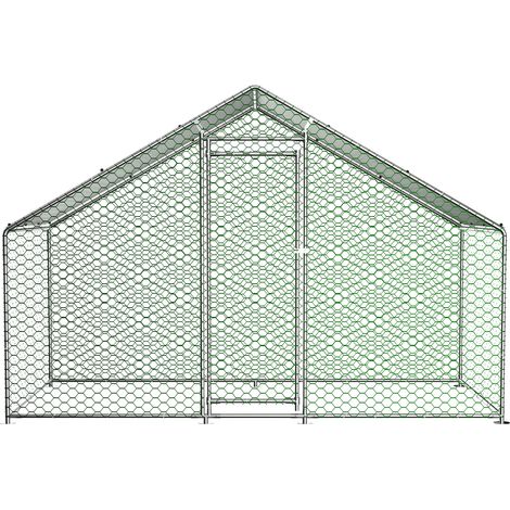Enclos à Poules 3x1,5x2 m avec Toile PE Imperméable, Structure en Acier Galvanisé, Sécurisé, pour Poulets, Lapins et Petits Animaux, Argent