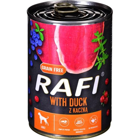 Cibo umido per cani Rafi con anatra, mirtilli e mirtilli rossi 400 g (1/2)