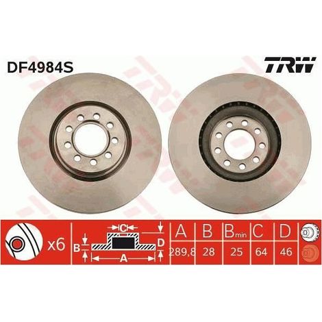 Disque de frein TRW DF4984S TRW avant gauche/droite (1/2)