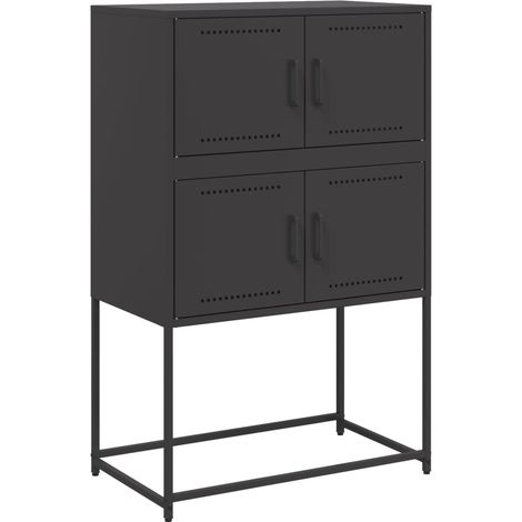 Credenza buffet cassettiera mobile contenitore organizer cucina soggiorno soggiorno 68,5 x 38,5 x 107 cm acciaio nero 020036016
