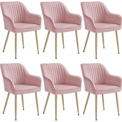 Chaise Salle à Manger, Lot de 6, Fauteuil en Velours, Rembourrée (1/5)