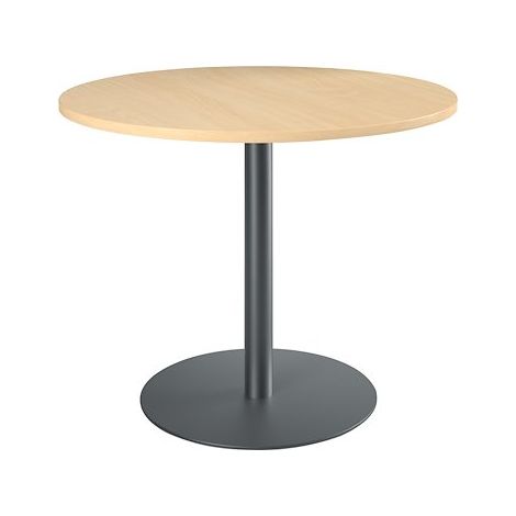 Table ronde 100 cm plateau hêtre piètement colonne anthracite Essens - Maxiburo