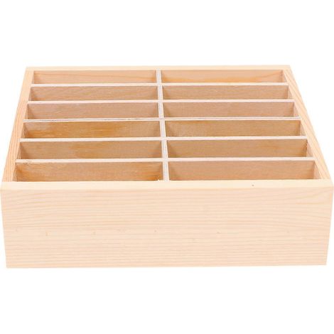 Boîte de rangement de bureau pour téléphone portable à 12 compartiments, boîte en bois temporaire pour téléphone.-21.00X15.50X9.00CM