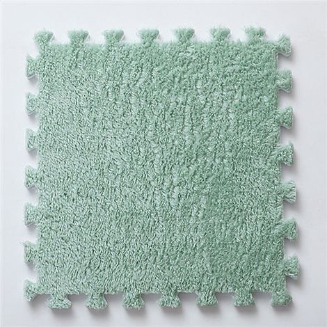 Tapis de salon/chambre 12 pièces, tapis puzzle emboîtable, tapis de jeu pour enfants, 30x30x1cm, avec bordure, vert (1/5)