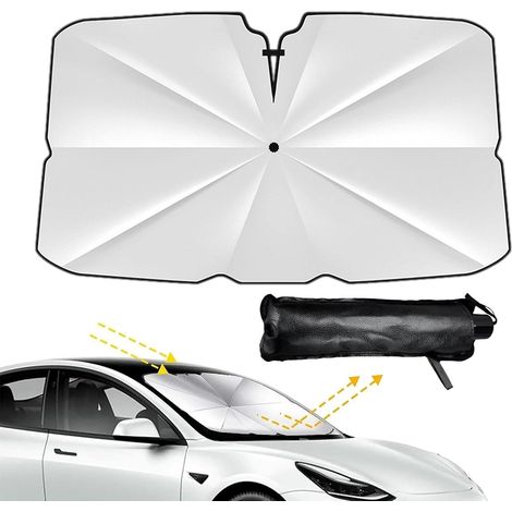 Parapluie Pare Soleil Pare Brise Avant de Voiture, Pare-Brise de Voiture Pliable, Protection UV et Isolation Thermique, Rangement Facile pour la Plupart des Voitures et SUV