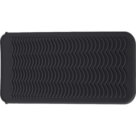Pochette en silicone résistante à la chaleur pour outils de coiffure et de rasage, surface antidérapante, support pour fer à friser, noire (1/5)