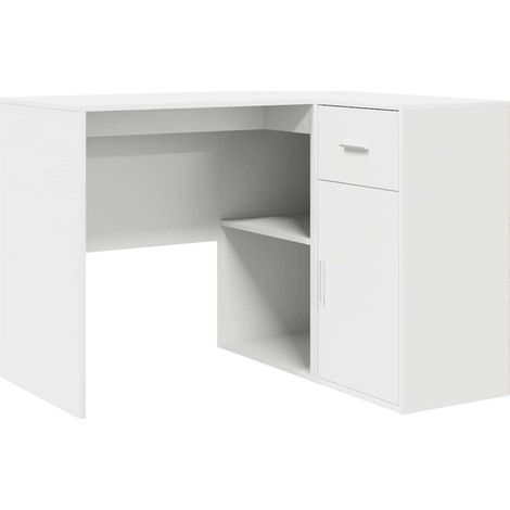 Bureau,Table de travail,Table d'étude d'angle Blanc 102 x 50 x 75 cm Bois d'ingénierie CFW44713 (1/5)