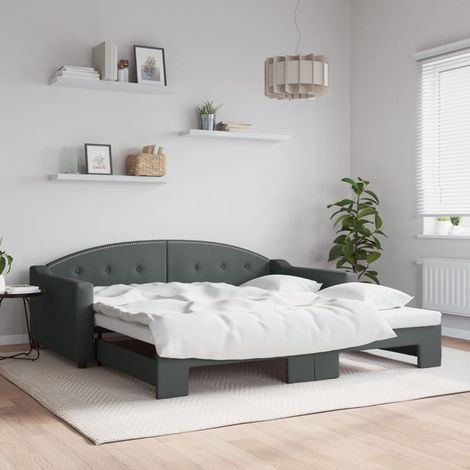 vidaXL Divano Letto con Letto Estraibile Grigio Chiaro 100x190 Tessuto (1/5)