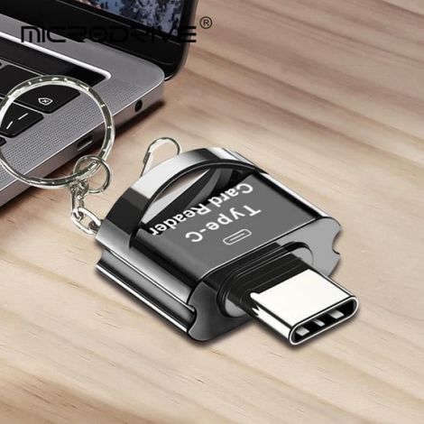 Adaptateur Carte - USB C - Lecteur Carte Micro SD Mini SD - Pour iPhone iPad - Noir - 1 Pièce