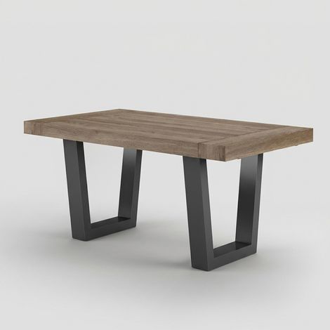 Table à manger extensible pieds noirs 160/260x90 Tokyo - Marron foncé