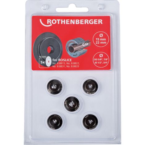 ROTHENBERGER Molette de coupe pour ROSLICE 15 et 22mm, 5/8 et 7/8", 5 pièces - 088841D