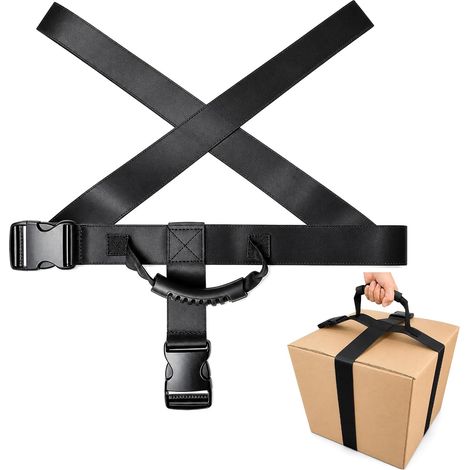 Carrying Strap with Handle, Heavy Duty Carrying Strap, Transport Belt, Adjustable Cross Shape Moving Belt for Boxes, Luggage, Shopping (1/5)
