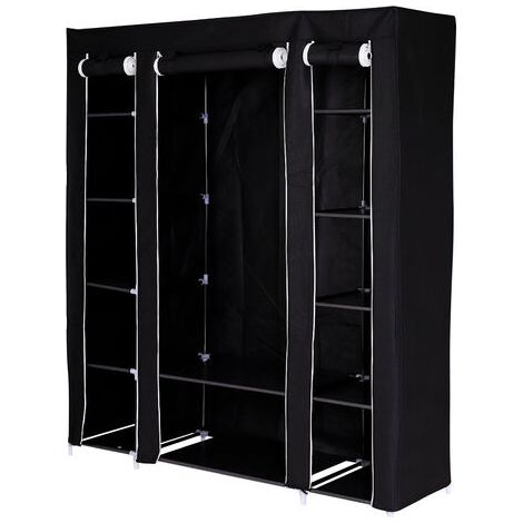 dibea Stoffschrank 175x150x45 cm (Kleiderschrank, Faltschrank), schwarz