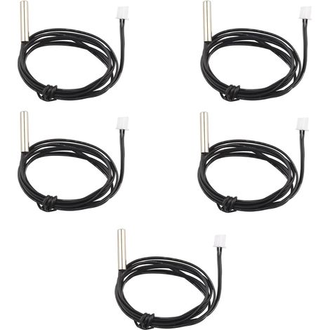 Lot de 5 Sonde de température NTC 10K, Câble 1m étanche, Capteur pour climatiseur et réfrigérateur