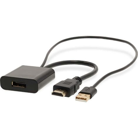 Adattatore hdmi connettore hdmi - displayport maschio usb a maschio placcato oro dritta pvc nero 1 pz scatola
