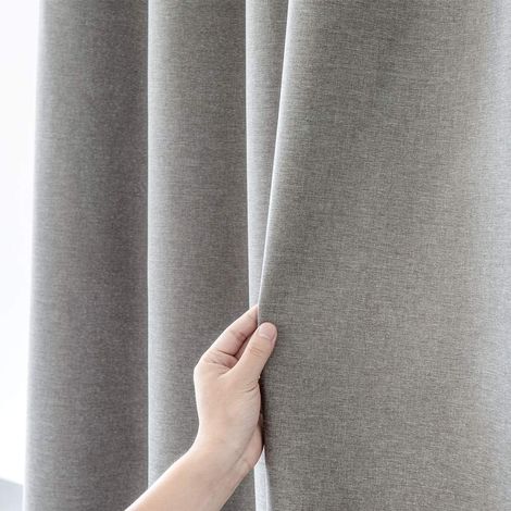 Rideau de douche en tissu de lin, 240 x 200 cm, imperméable, anti-moisissure, pour salle de bain, gris, 180 x 200 cm (1/5)