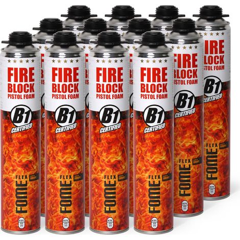 Mousse polyuréthane coupe-feu FOME FLEX Fire Block – pistolable, haute résistance, joints minéraux & métalliques – 750 ml – Lot de 12 pièces (1/5)