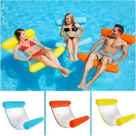 Hamac flottant gonflable pour l'eau, rouge, lit de plage gonflable pliable et portable pour la baignade et les loisirs aquatiques (1/4)