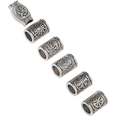 6 perles à barbe en alliage, élégantes et rétro, tubes à cheveux pour homme et femme, lot de 6, style vintage, accessoires de coiffure raffinés (1/5)