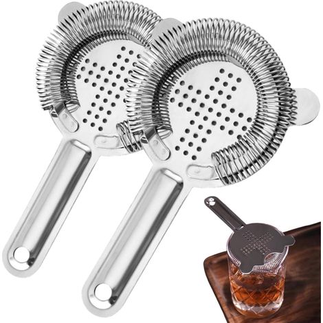 Passoire à Cocktails,2Pcs Passoire à Barres en Acier Inoxydable,Passoire à Cocktail en Acier Inoxydable,Tamis à Cocktail,Cocktail Strainer,pour Barman Commercial Usage Domestique (1/5)