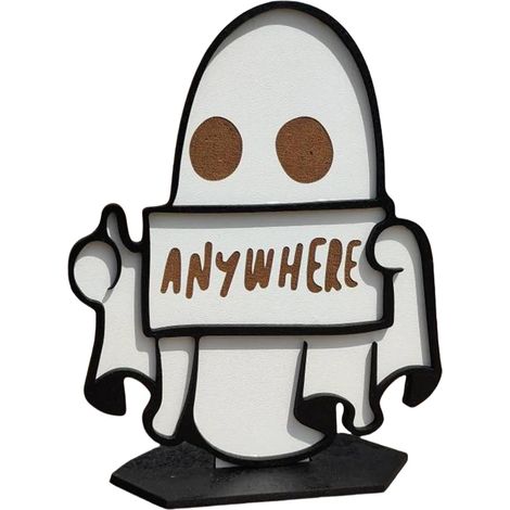 Ghost Halloween Decor Farmhouse Wood Table Signs Home Decorative Plaques Signs, Wooden Tiered Tray Decor Items for Halloween and Theme Parties
