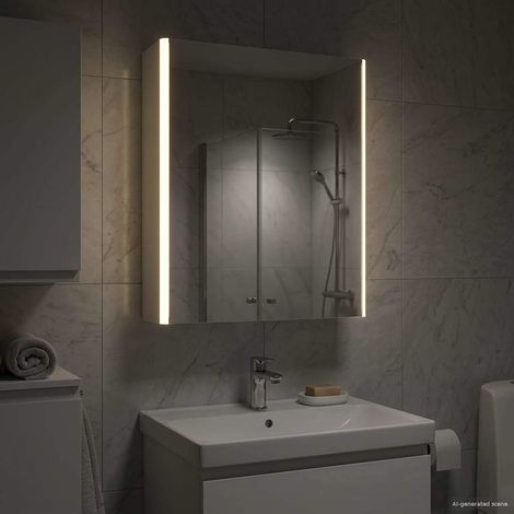 vidaXL Mobiletto per specchio da bagno Bianco 53,5 x 15,5 x 70 cm