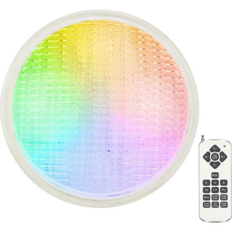 Crealys – Ampoule LED submersible 18W PAR56 IP68 – 7 couleurs – 15 modes d'éclairage – Télécommande RF jusqu'à 20m – Flux lumineux 1100 lumens