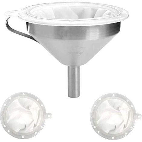 Entonnoir de cuisine en acier inoxydable de 5 pouces avec filtre à mailles 200 et filtre à mailles 400 pour transférer des liquides, des huiles, des jus, du café, du vin et faire des confitures (1/4)