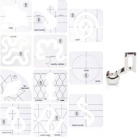 Lot de 11 gabarits et règles de quilting en forme libre, pour couture et patchwork DIY, compatibles avec pied-de-biche bas, pour vêtements et travaux de couture (1/5)
